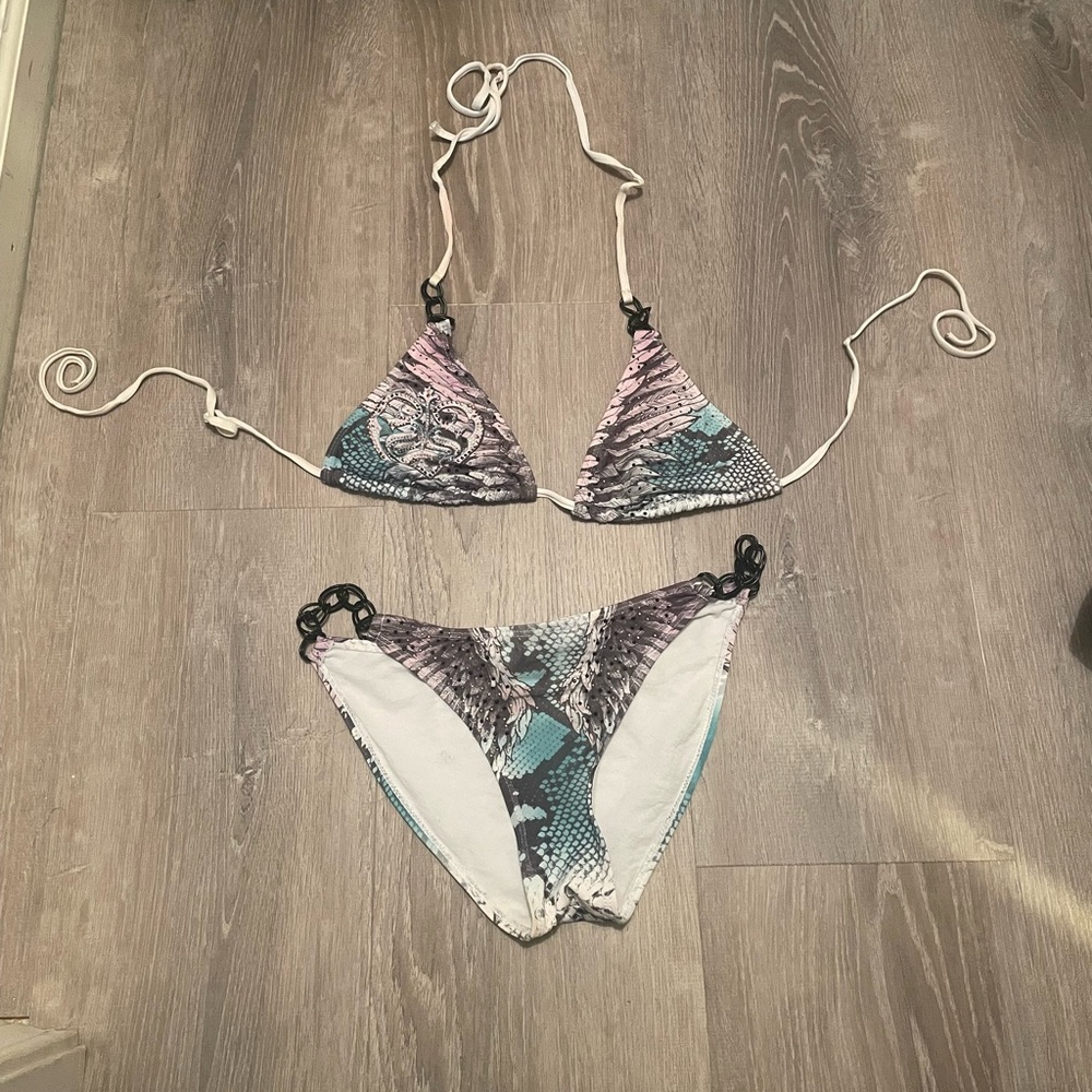 SINFUL By AFFLICTION Sulfur Chain Rhinestone Bikini set